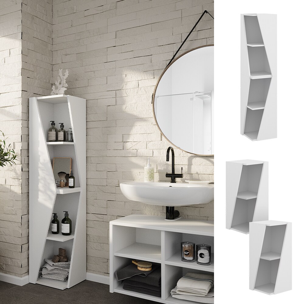 Vicco Badregal Benno 2er-Set, 31,6 x 70,5 cm, Weiß, 3 Ablagen, schmal, Badezimmer | 04066731326679
