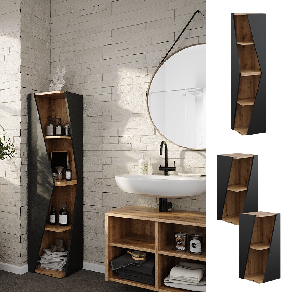 Vicco Badregal Benno, 31,6 x 70,5 cm, Anthrazit-Eiche, 3 Ablagen, Badezimmer | 04066731326693