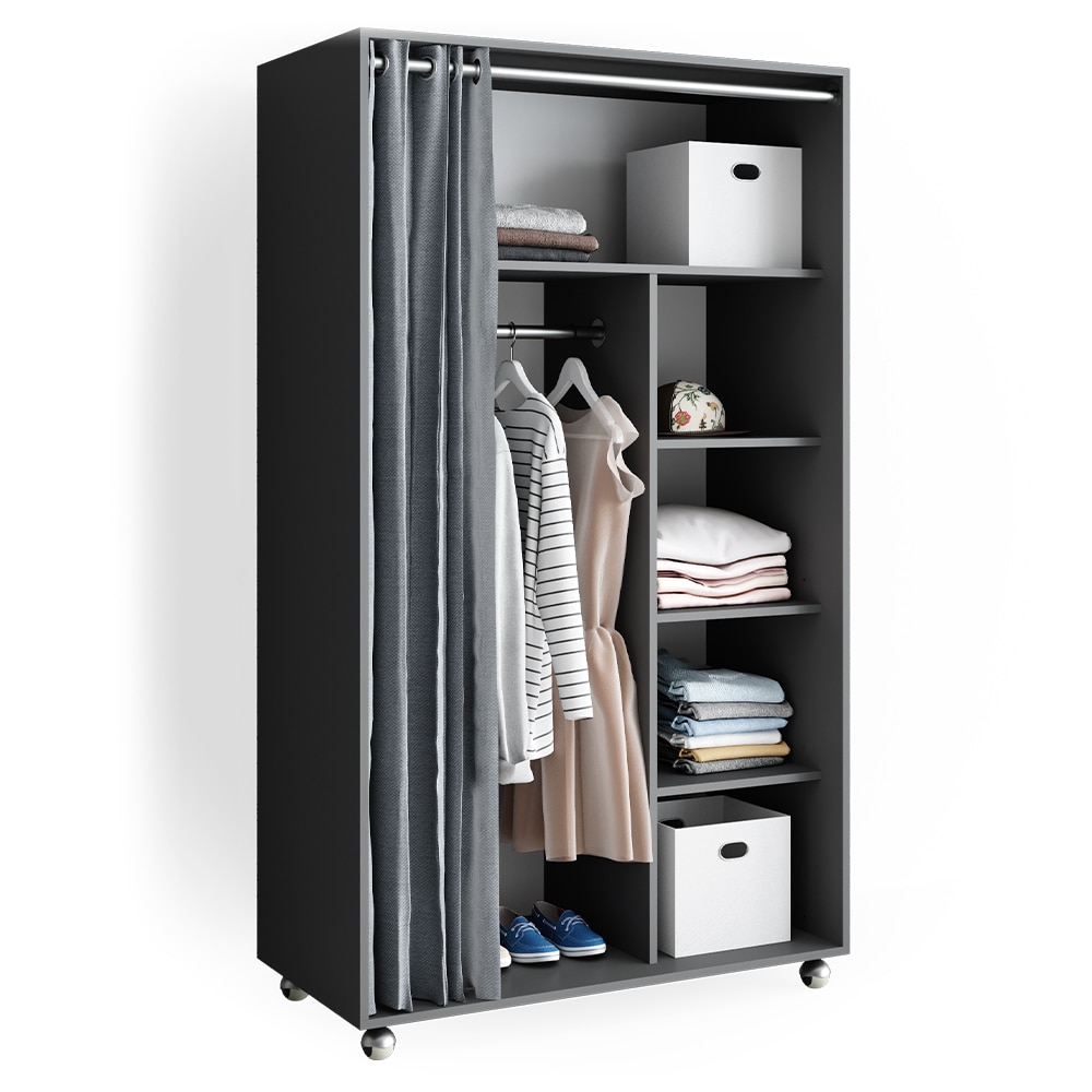 Vicco mobiler Kleiderschrank Dielenschrank Garderobe Doros Grau 100 x 168 cm offen rollbar online kaufen bei Netto