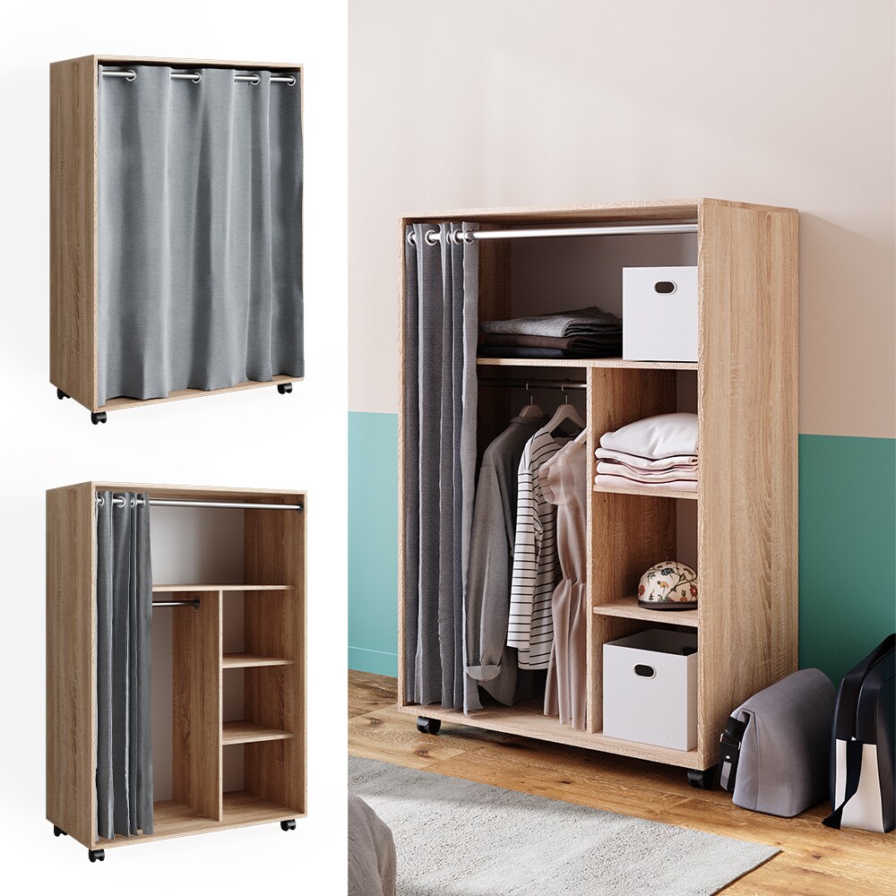 Vicco mobiler Kleiderschrank Dielenschrank Garderobe Doros Sonoma 100 x 147 cm offen rollbar - Bild 1
