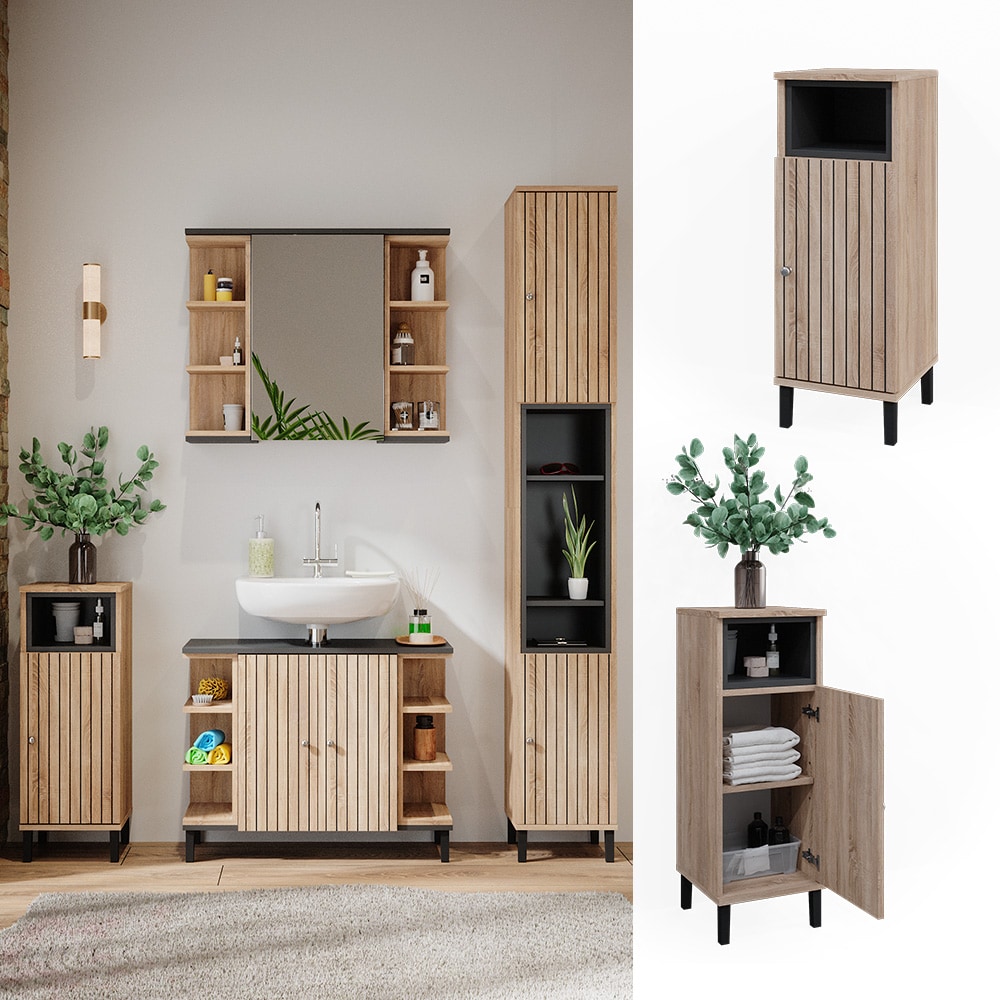 Vicco Midischrank Aquis 30 x 86,8 cm, Sonoma Anthrazit, Badezimmer, modern - Bild 1