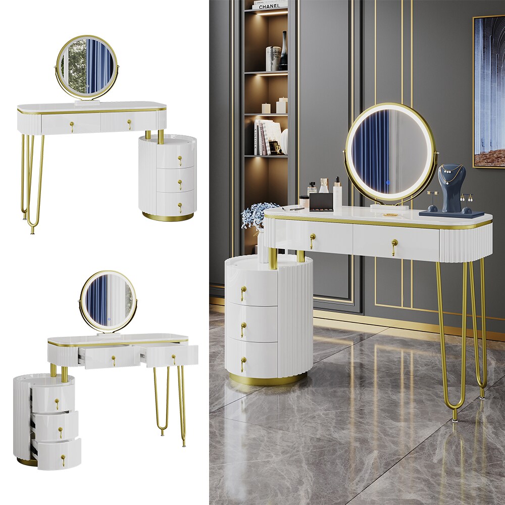 Vicco Schminktisch Charl&egrave;ne, 100 x 40 cm, Wei&szlig;, Frisiertisch mit LED-Spiegel - Bild 1