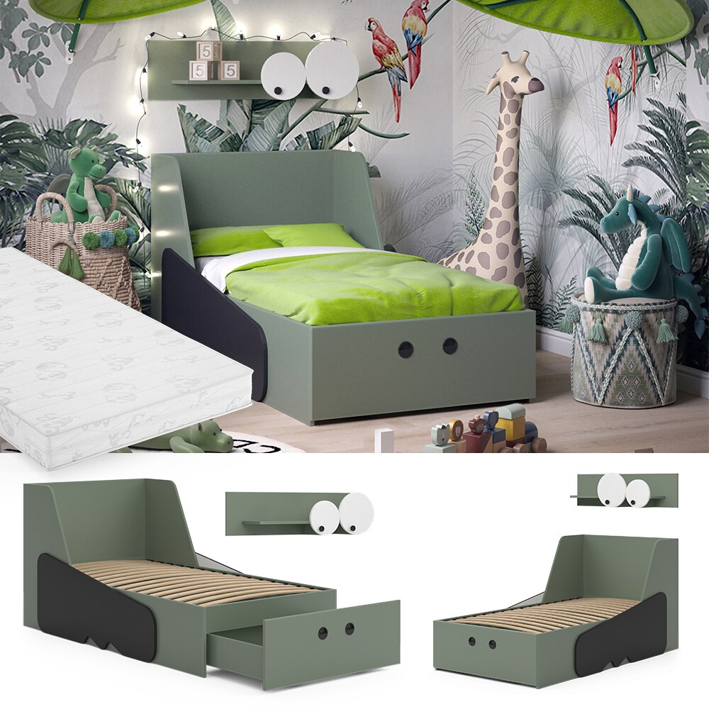 VitaliSpa Kinderbett Set Krokodil 160 x 80 cm Gr&uuml;n inkl. Kaltschaummatratze - Bild 1