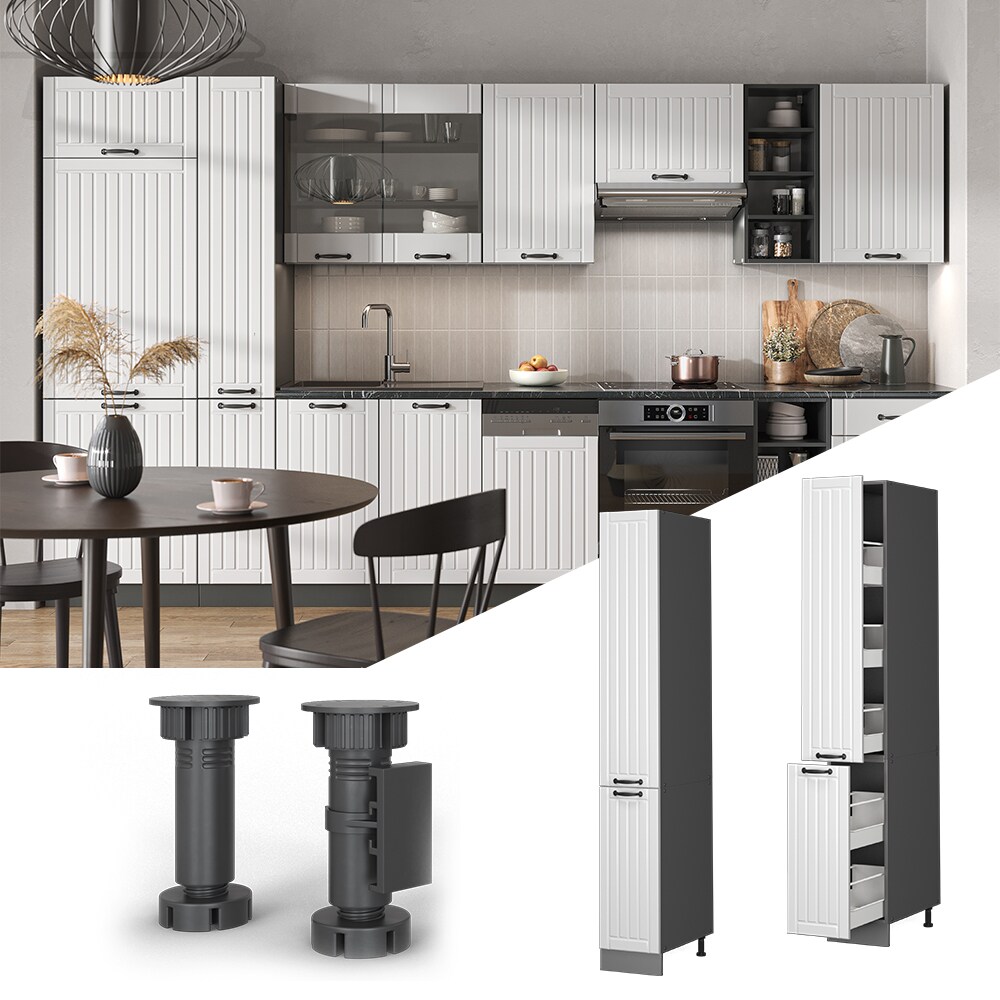 Vicco Apothekerhochschrank Küchenschrank Küchenmöbel Fame-Line Anthrazit Weiß Landhaus 30 cm modern