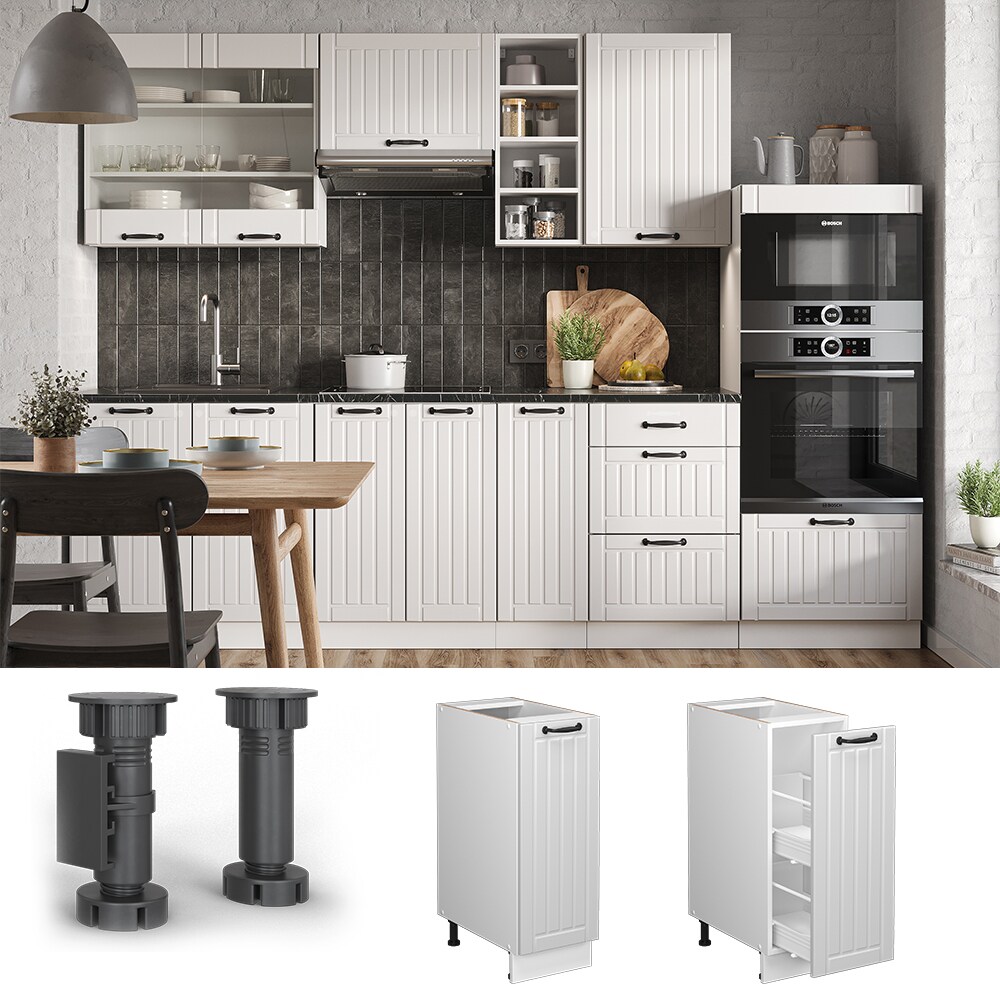 Vicco Apothekerunterschrank K&uuml;chenschrank K&uuml;chenm&ouml;bel Fame-Line Wei&szlig; Landhaus 30 cm modern - Bild 1