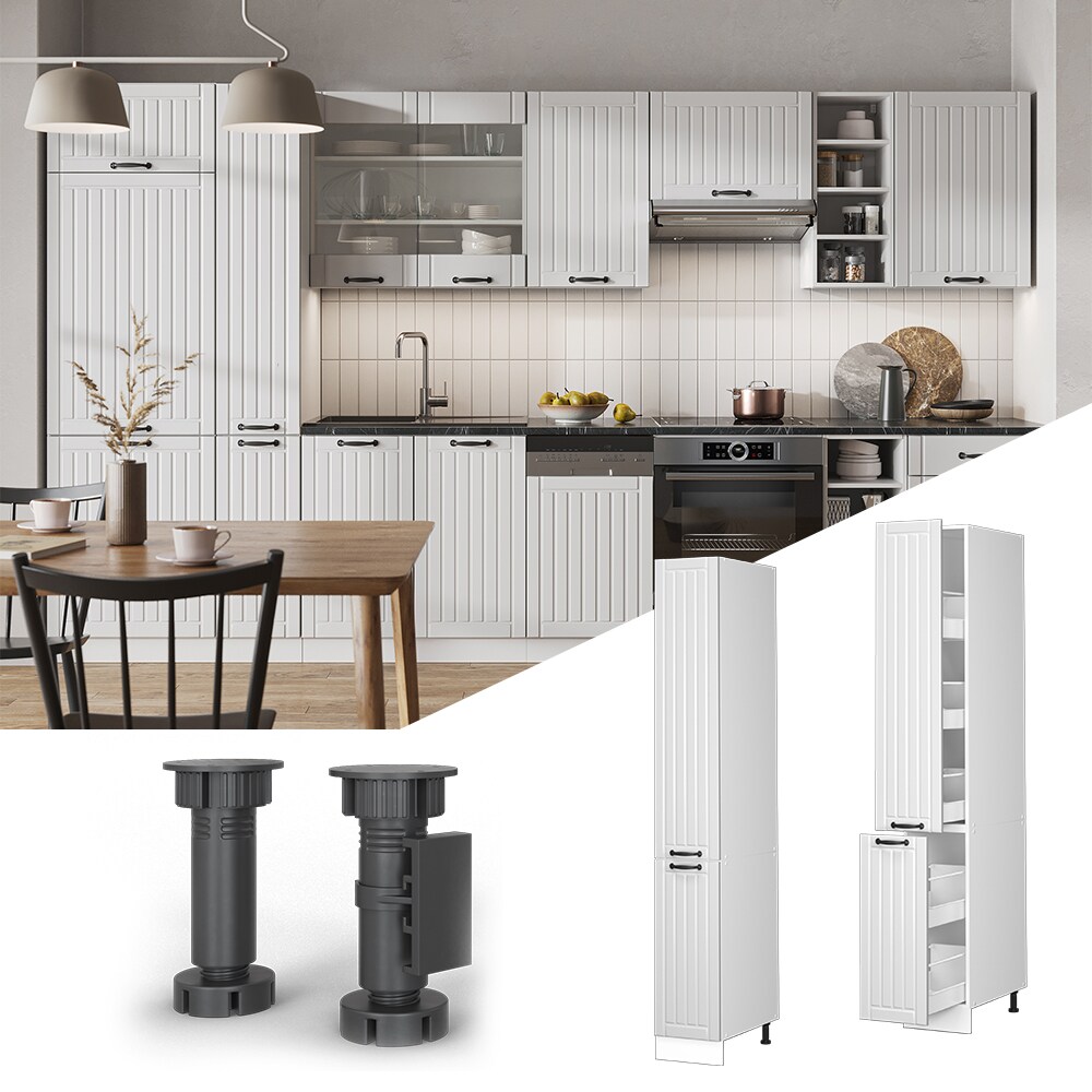 Vicco Apothekerhochschrank Küchenschrank Küchenmöbel Fame-Line Weiß Landhaus 30 cm modern