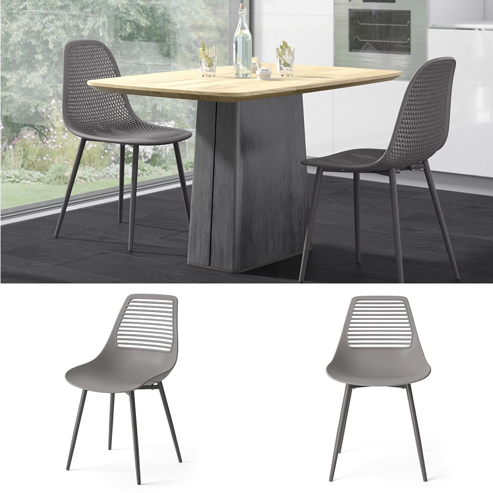 Vicco Esszimmerstuhl K&uuml;chenstuhl Terrassenstuhl Klaas Grau modern Balkonstuhl Sitzschale Stuhl - Bild 1