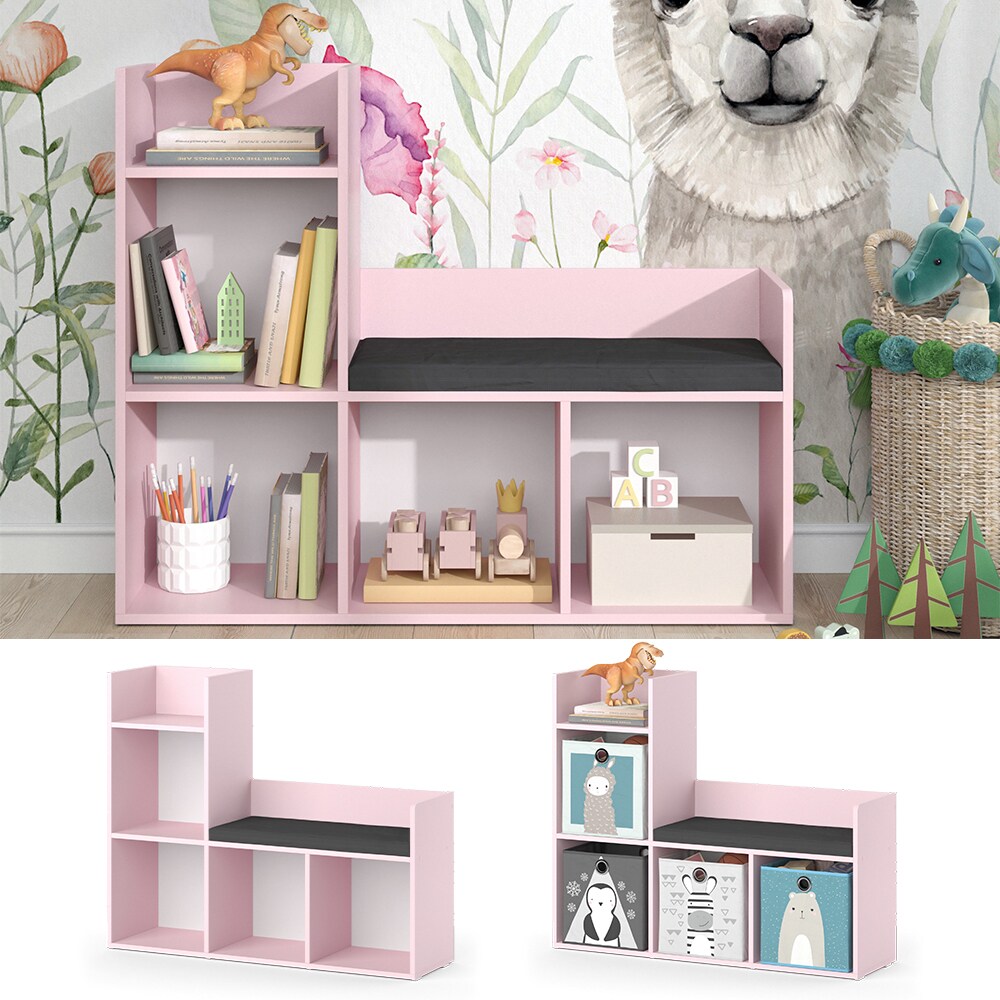 Vicco Regal mit Sitzbank Luigi 107 x 88 cm, Rosa, Kinderzimmer, große Fächer | 04066731335831