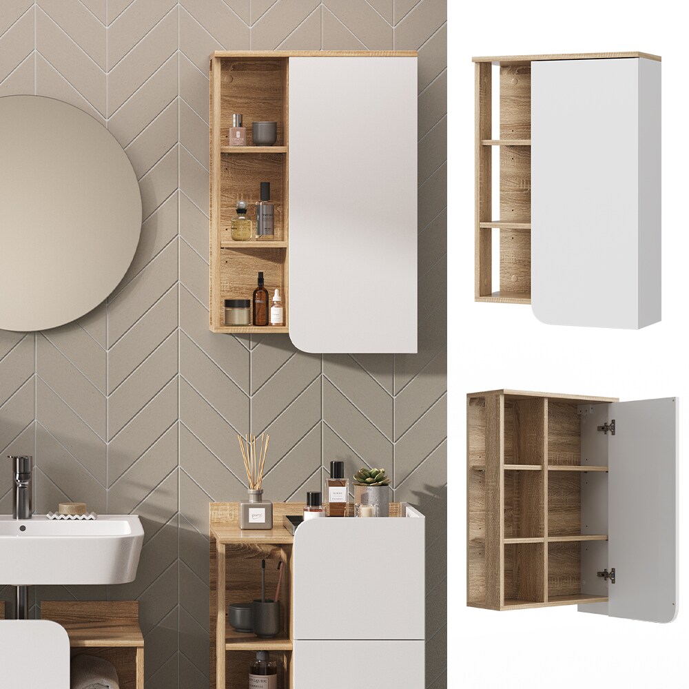 Vicco H&auml;ngeschrank Karen 50 x 75 cm, Sonoma Wei&szlig;, Badschrank, schmal, Badezimmer, modern - Bild 1