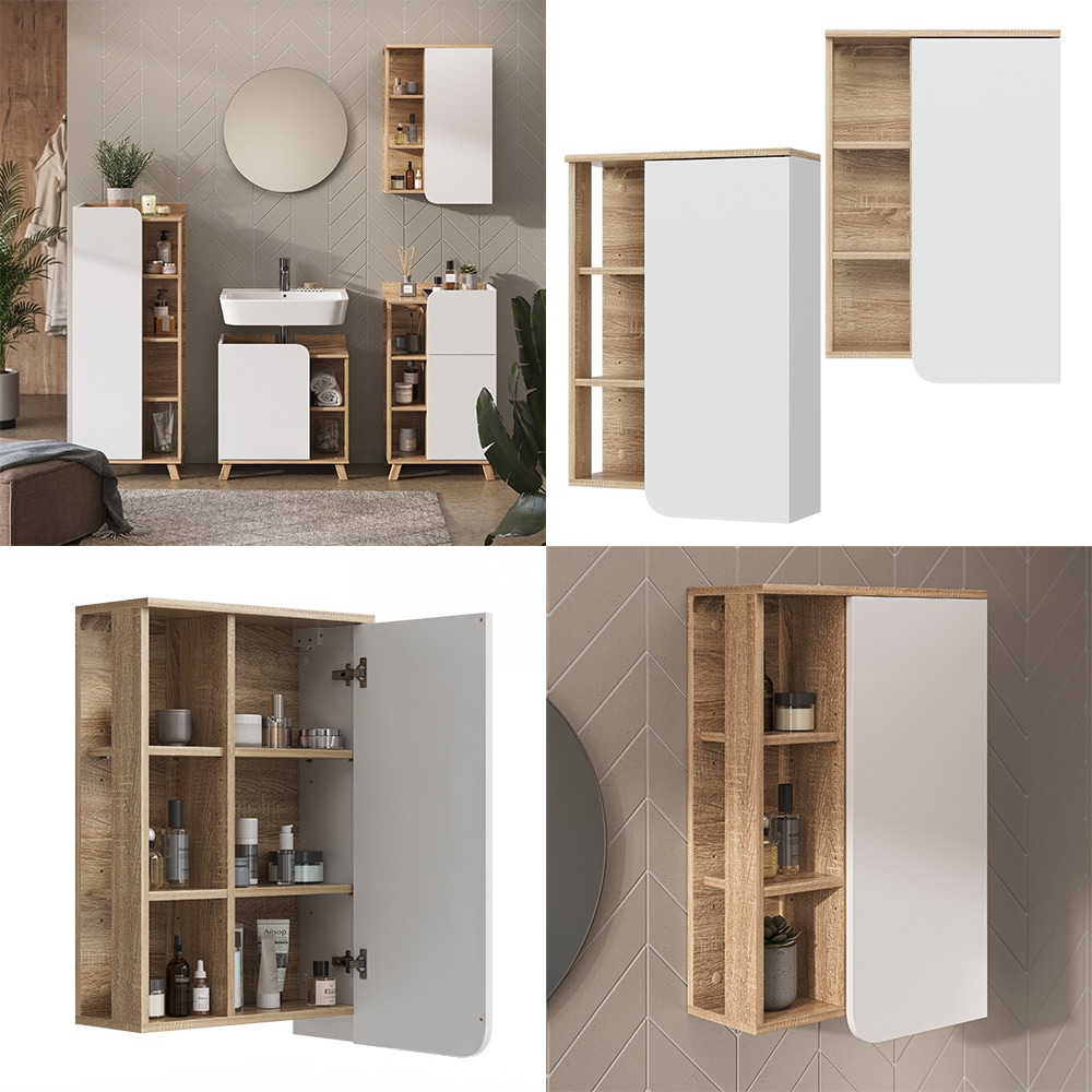 Vicco Hängeschrank Karen 50 x 75 cm, Sonoma Weiß, Badschrank, schmal, Badezimmer, modern online kaufen bei Netto