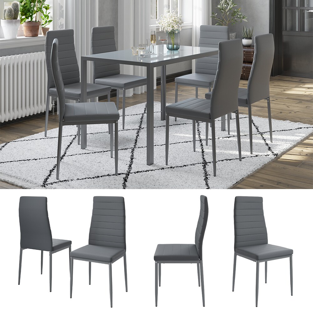 Vicco Esszimmerstuhl „Grand Metall“ Grau, 42,5 x 96 x 48 cm, 6-teilig, Hochlehner, modern | 04066731338818