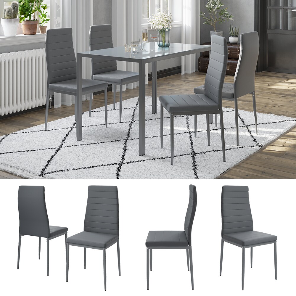 Vicco Esszimmerstuhl „Grand Metall“ Grau, 42,5 x 96 x 48 cm, 4-teilig, Hochlehner, modern | 04066731338801