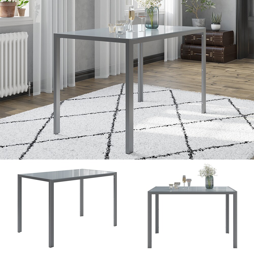 Vicco Esszimmertisch "Grand Metall" Grau, 120 x 70 x 75 cm, moderner Esstisch, Glas - Bild 1