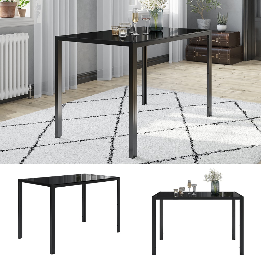 Vicco Esszimmertisch "Grand Metall" Schwarz, 120 x 70 x 75 cm, moderner Esstisch, Glas - Bild 1