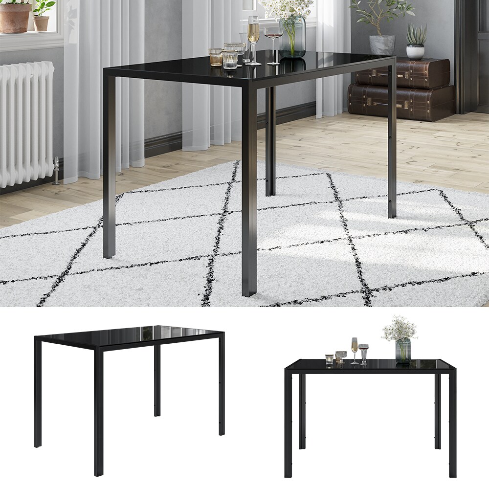 Vicco Esszimmertisch „Grand Metall“ Schwarz, 120 x 70 x 75 cm, moderner Esstisch, Glas | 04066731338726