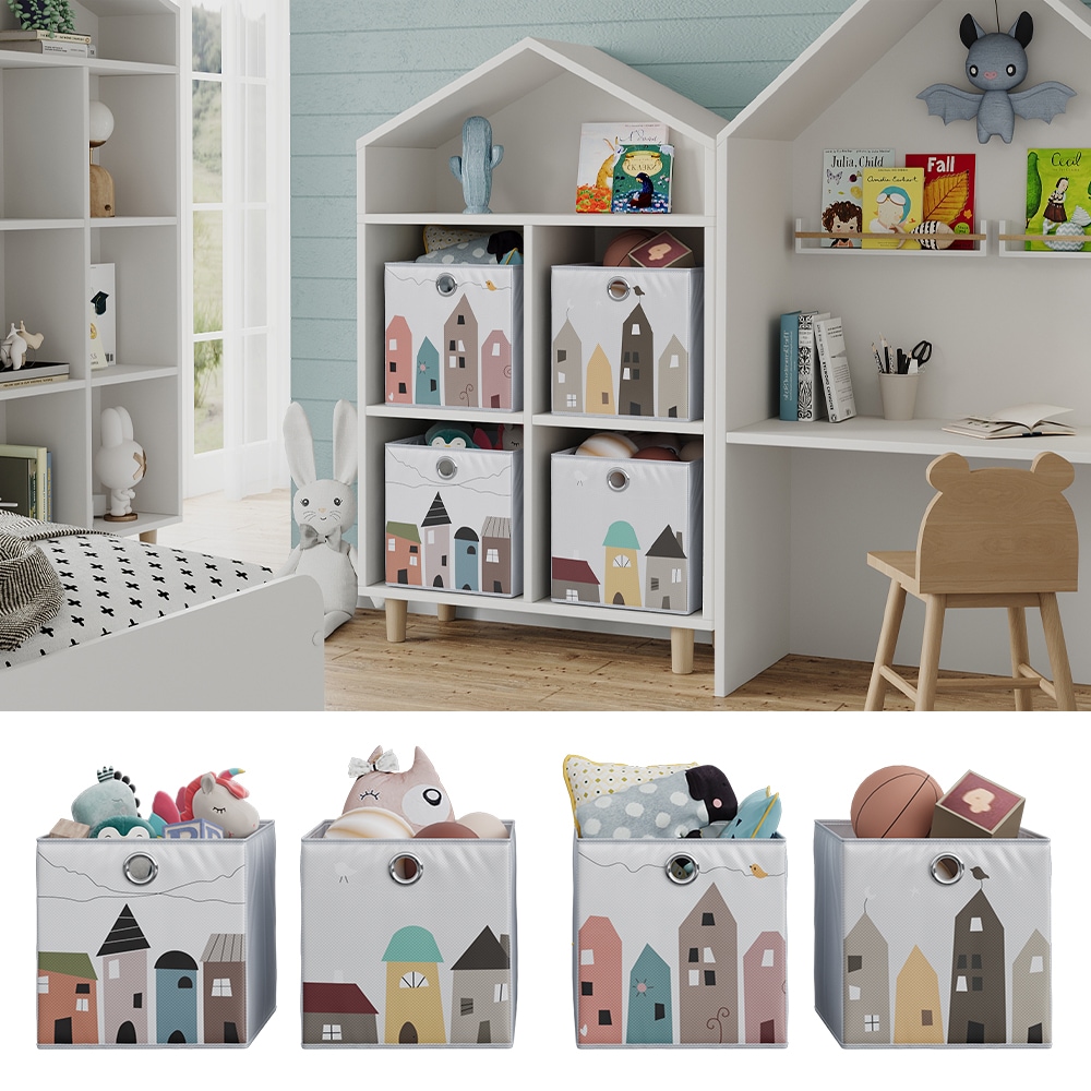 Vicco Faltboxen - 2er Set "Stadt", 30 x 30 cm, Grau, Aufbewahrungsbox, abwaschbar - Bild 1