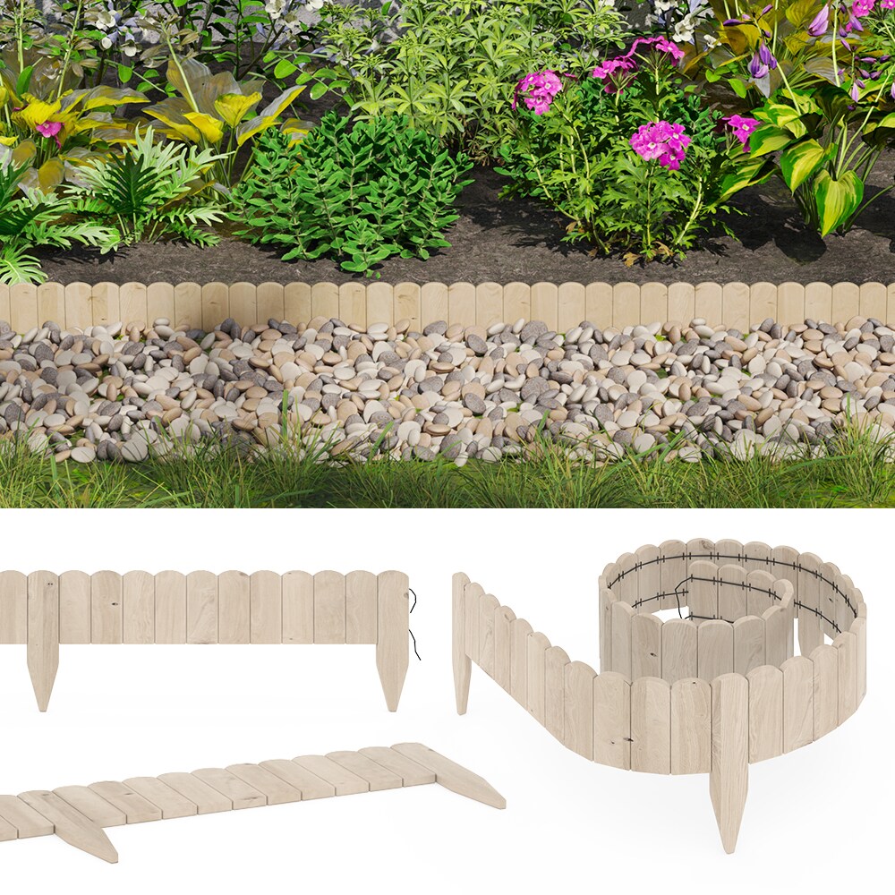 OK-Living Beeteinfassung Kiefernholz 203 x 10 cm, L&auml;nge 4 m, Rasenkante, Holzzaun, Garten - Bild 1