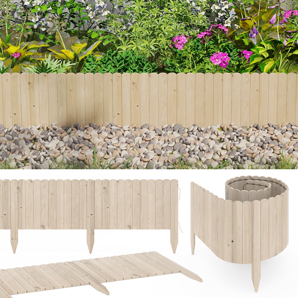 OK-Living Beeteinfassung Kiefernholz 203 x 30 cm, L&auml;nge 4 m, Rasenkante, Holzzaun, Garten - Bild 1