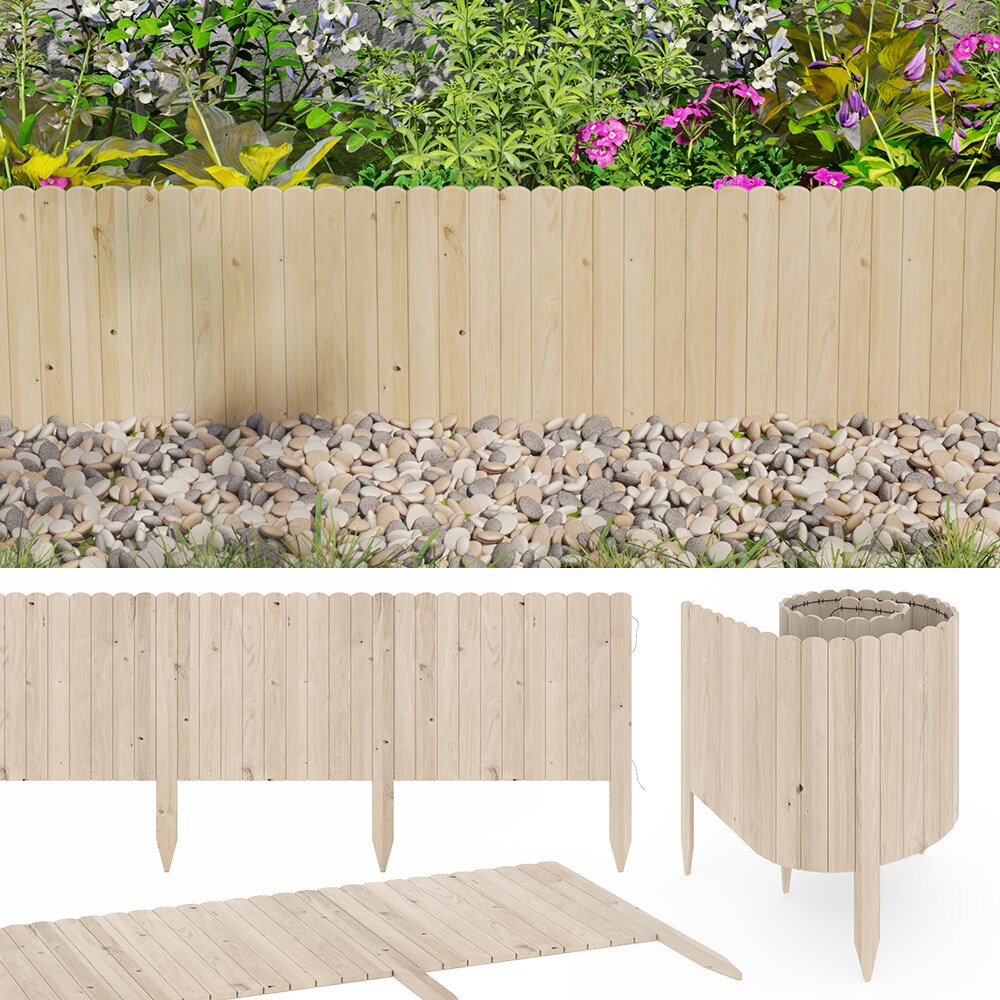 OK-Living Beeteinfassung Kiefernholz 203 x 40 cm, L&auml;nge 4 m, Rasenkante, Holzzaun, Garten - Bild 1