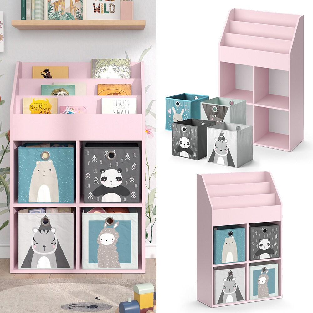 Vicco Kinderbücherregal Luigi 72 x 114 cm, Rosa, Kinderzimmerregal, offene Fächer, groß, Faltboxen | 04066731335916