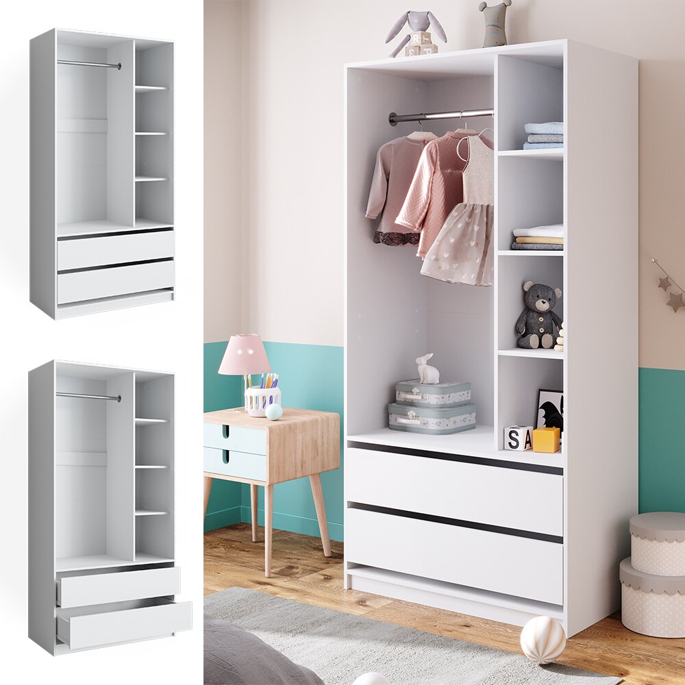 Vicco Kinderkleiderschrank Elmo 100 x 200 cm, Wei&szlig;, offen, Kinderzimmer, Garderobe - Bild 1