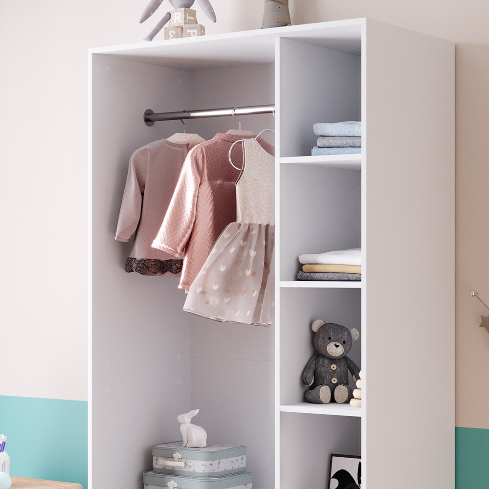 Vicco Kinderkleiderschrank Elmo 100 x 200 cm, Weiß, offen, Kinderzimmer, Garderobe online kaufen bei Netto