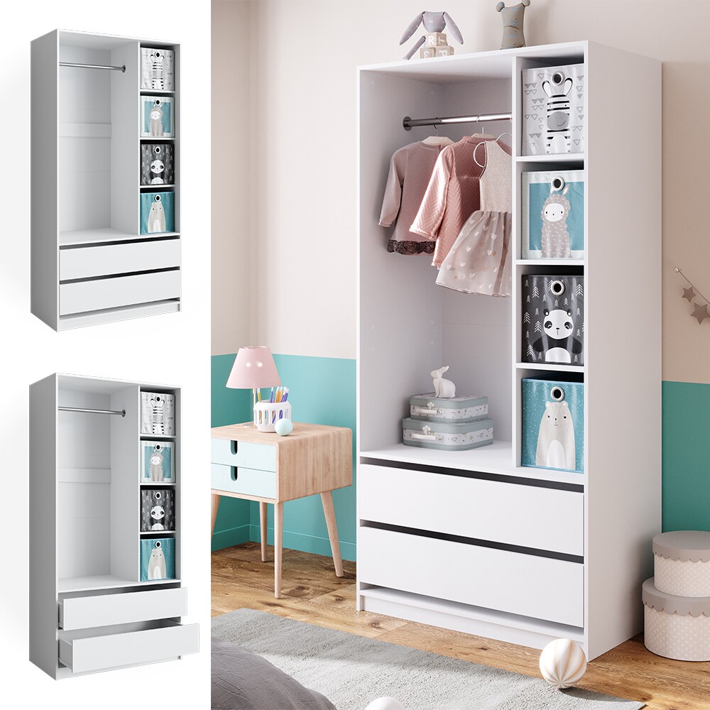 Vicco Kinderkleiderschrank Elmo 100 x 200 cm, Wei&szlig;, offen, Kinderzimmer, Faltboxen - Bild 1