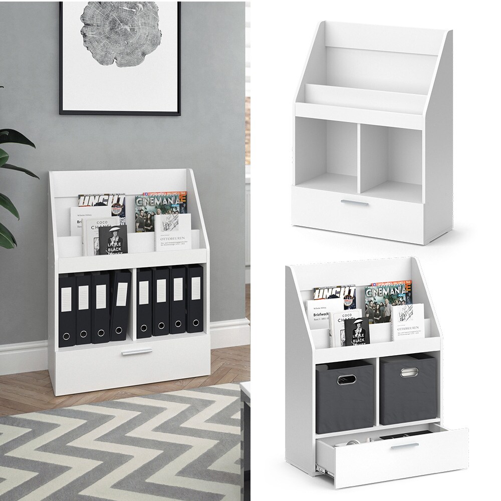 Vicco B&uuml;cherregal Luigi 72 x 96,2 cm, Wei&szlig;, Wohnzimmerregal, modern - Bild 1