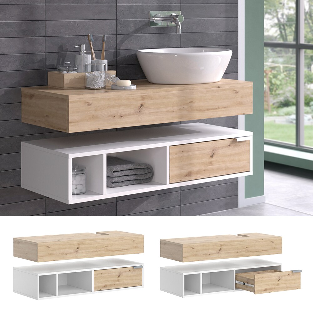 Vicco Waschtischkonsole Henri Wei&szlig; Artisan, 100 cm breit, Waschtisch h&auml;ngend - Bild 1