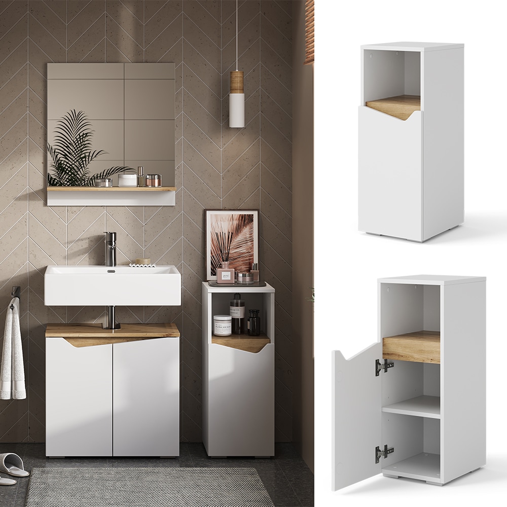 Vicco Midischrank Marelle 30 x 74 cm, Wei&szlig; Artisan Badschrank modern Badezimmer - Bild 1