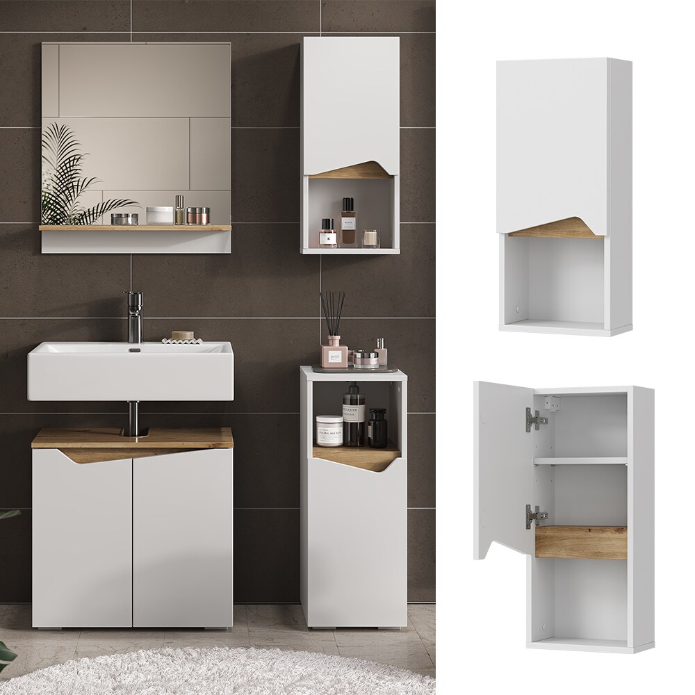 Vicco Hängeschrank Marelle 30 x 67 cm, Weiß Artisan, modern, Badschrank, schmal, Badezimmer | 04066731340453