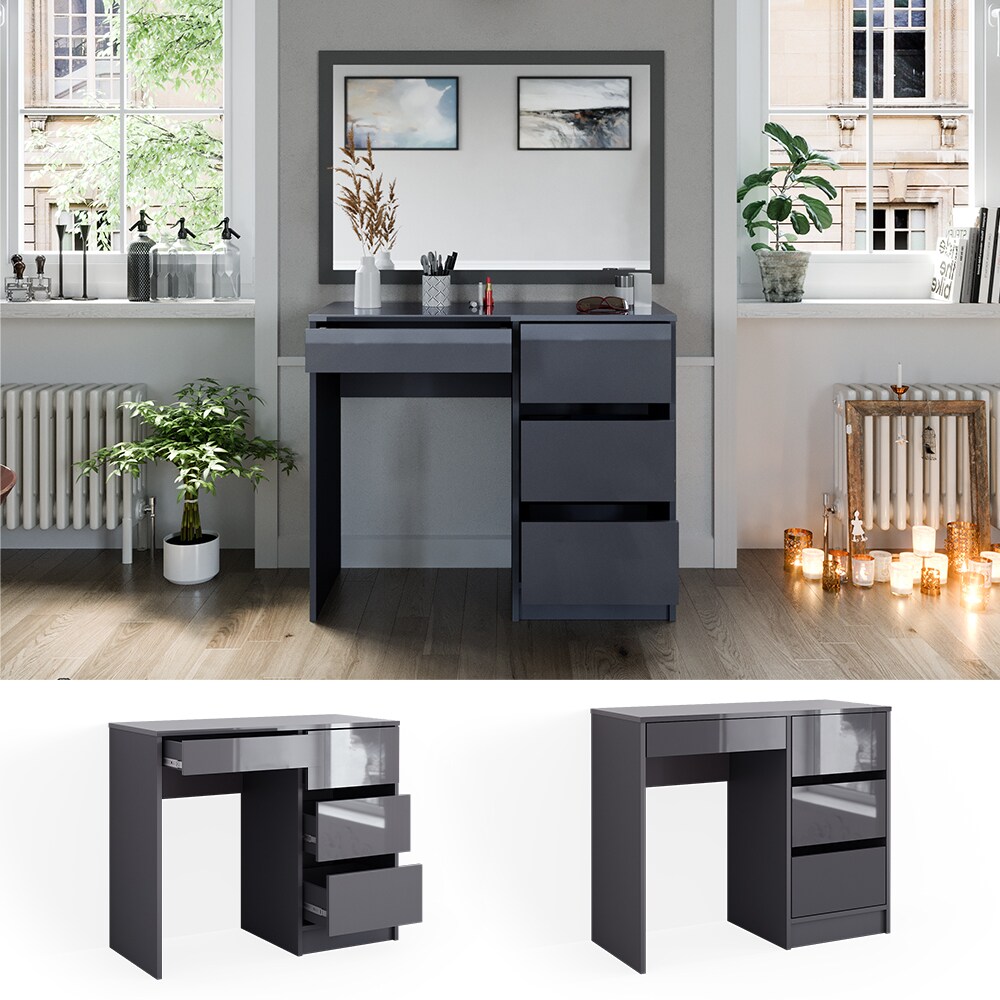 Vicco Schminktisch Sherry Anthrazit Hochglanz 90 x 75 cm Frisiertisch Schubladen | 04066731340415
