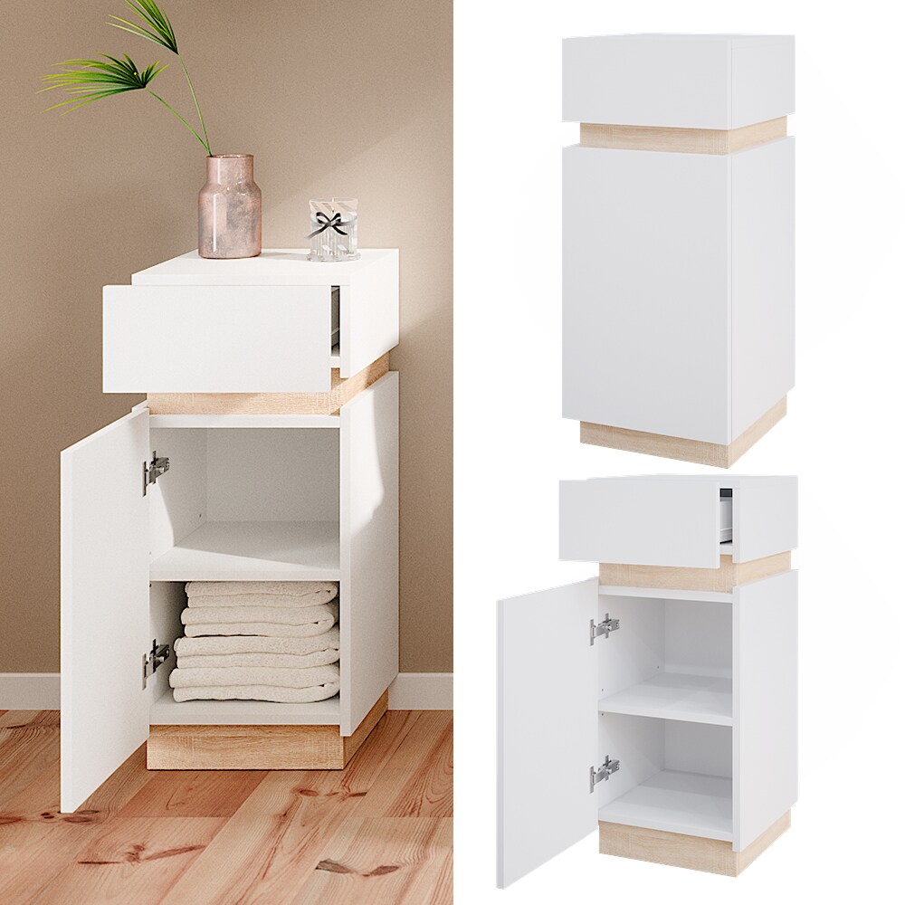 Vicco Midischrank Badschrank Badezimmerschrank Gloria Wei&szlig; Sonoma 33 x 76 cm modern Badezimmer T&uuml;r Schublade 2 F&auml;cher - Bild 1
