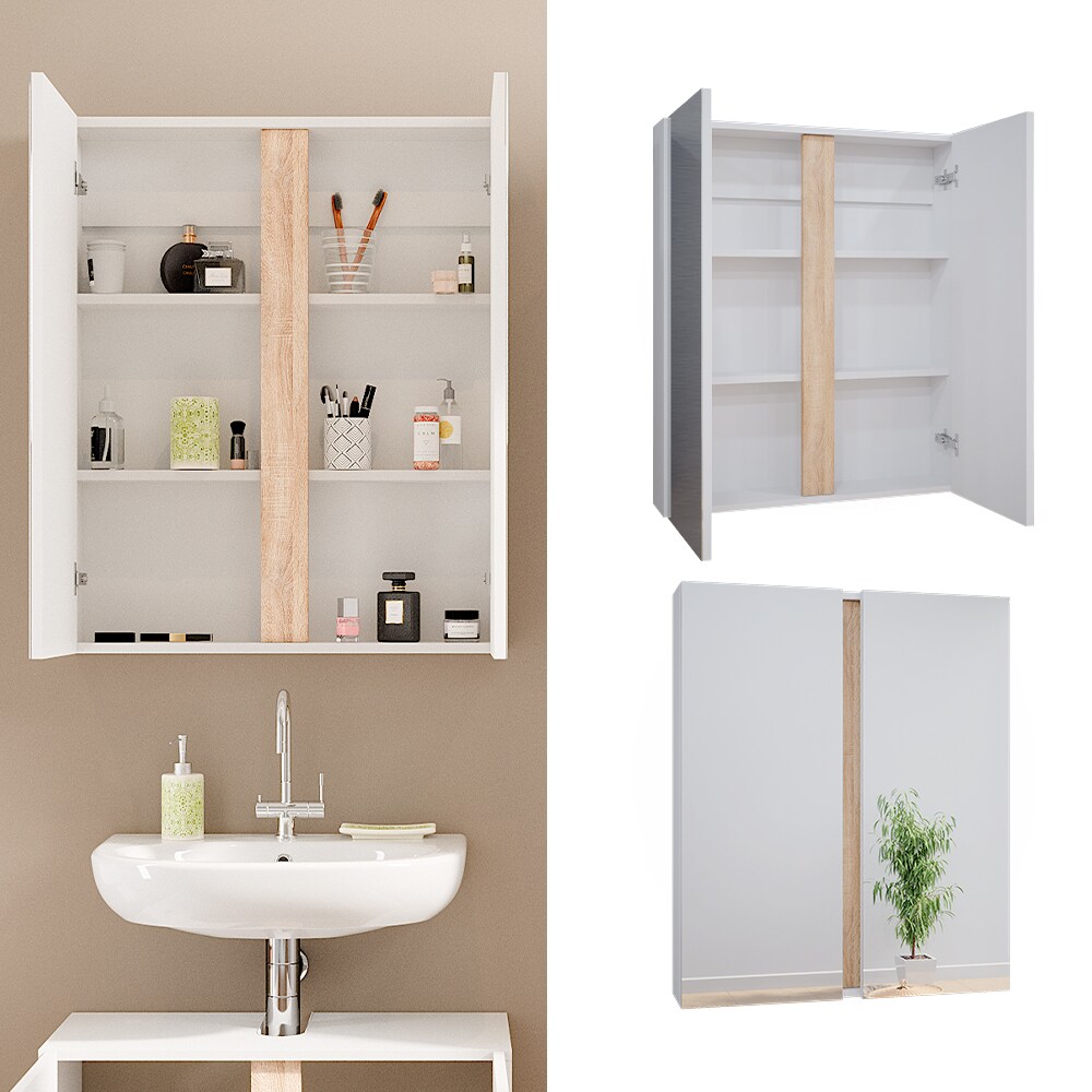 Vicco Spiegelschrank Badspiegel Badezimmerschrank Gloria Weiß Sonoma 70 x 84 cm modern Badezimmer 2 Türen