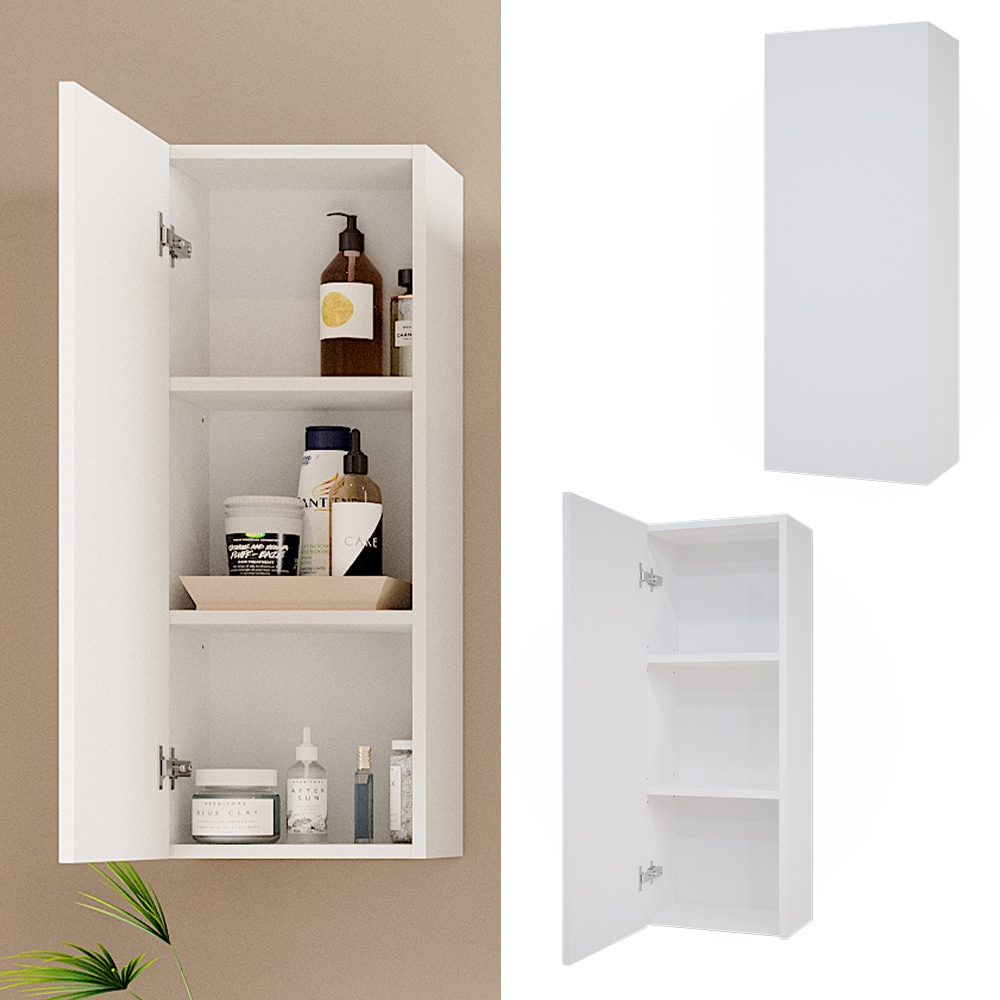 Vicco H&auml;ngeschrank Badschrank Badezimmerschrank Gloria Wei&szlig; 33 x 84 cm modern Badezimmer T&uuml;r 3 F&auml;cher - Bild 1