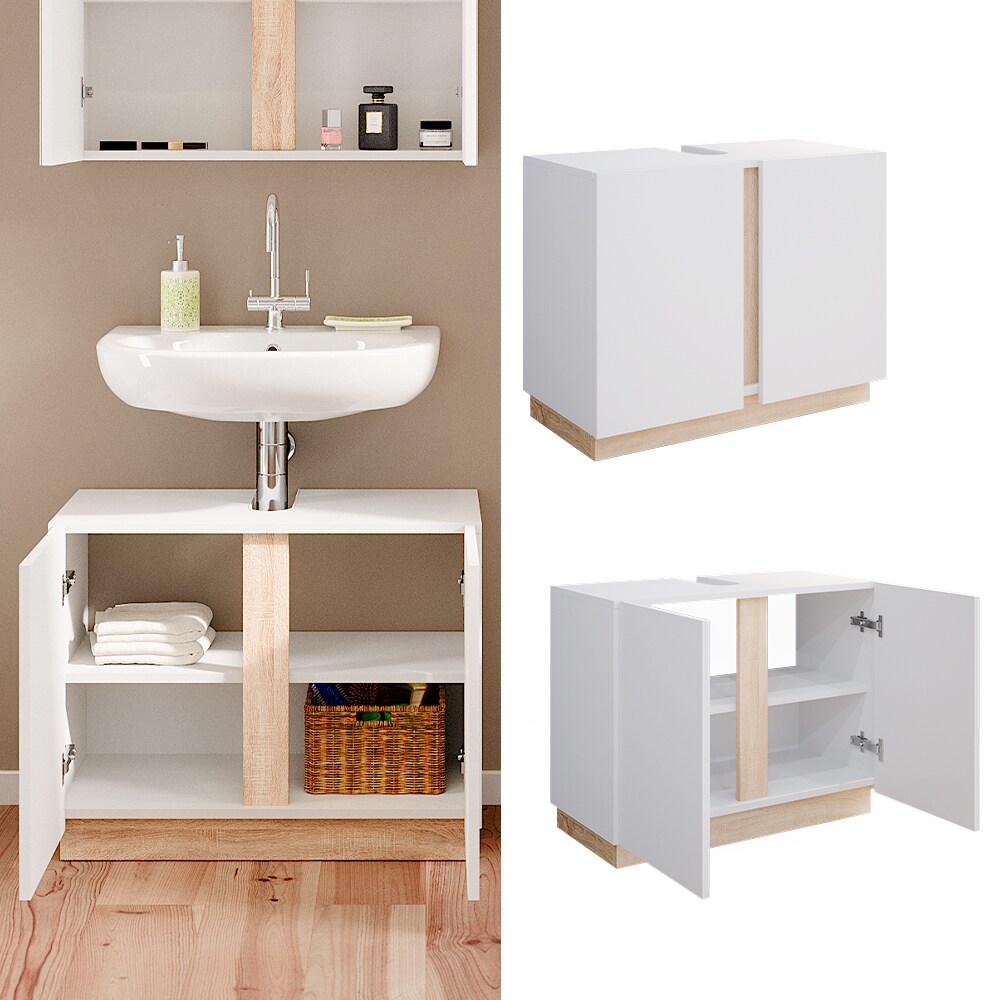 Vicco Waschtischunterschrank Waschbeckenunterschrank Badezimmerschrank Gloria Weiß Sonoma 70 x 56 cm modern Badezimmer 2 Türen