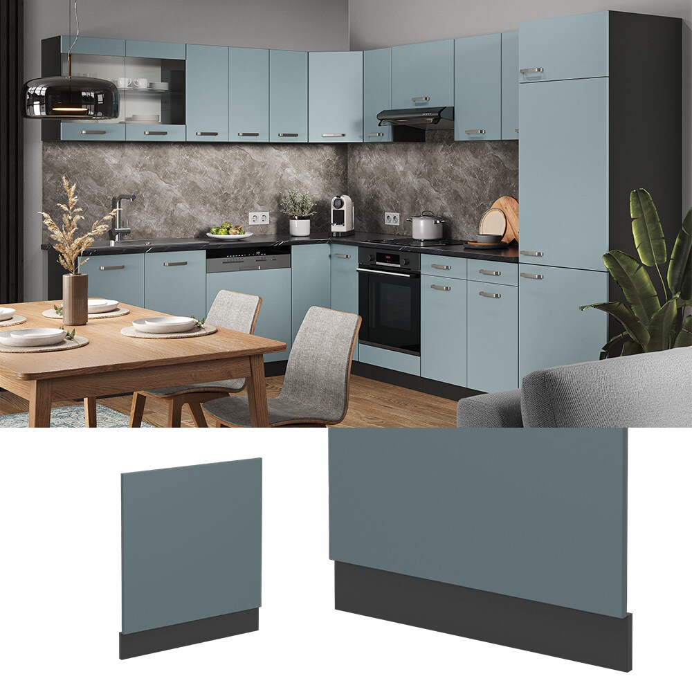 Vicco Geschirrsp&uuml;lerblende K&uuml;chenm&ouml;bel R-Line Solid Anthrazit Blau Grau 60 cm modern - Bild 1