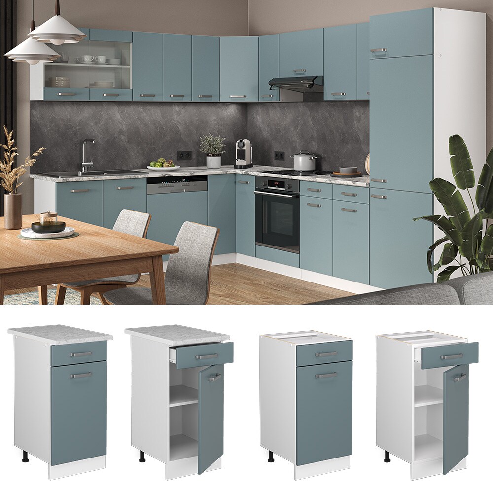 Vicco Schubunterschrank Küchenschrank R-Line Solid Weiß Blau Grau 40 cm modern Arbeitsplatte