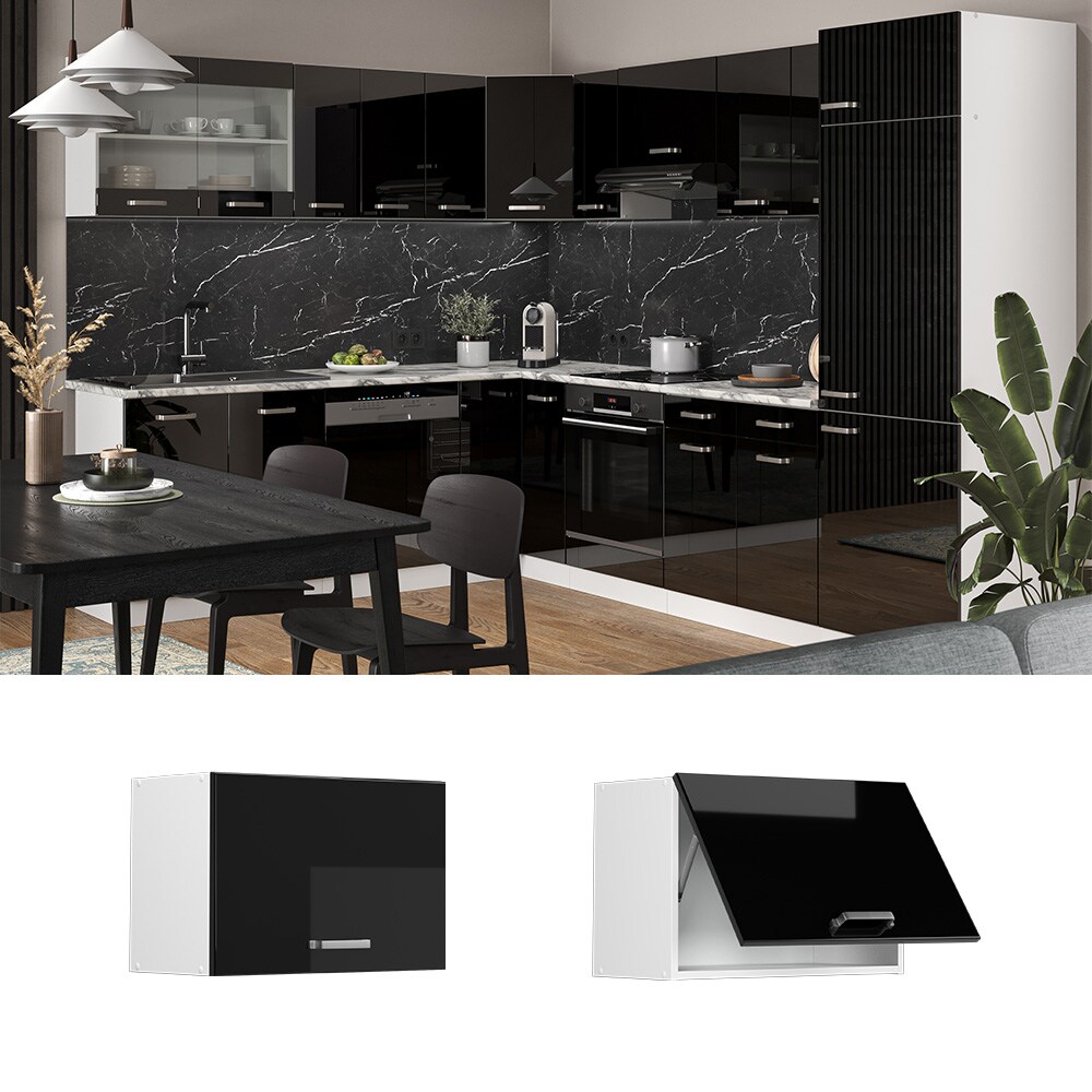 Vicco Hängeschrank flach Küchenschrank R-Line Solid Weiß Schwarz 60 cm modern | 04066731344673