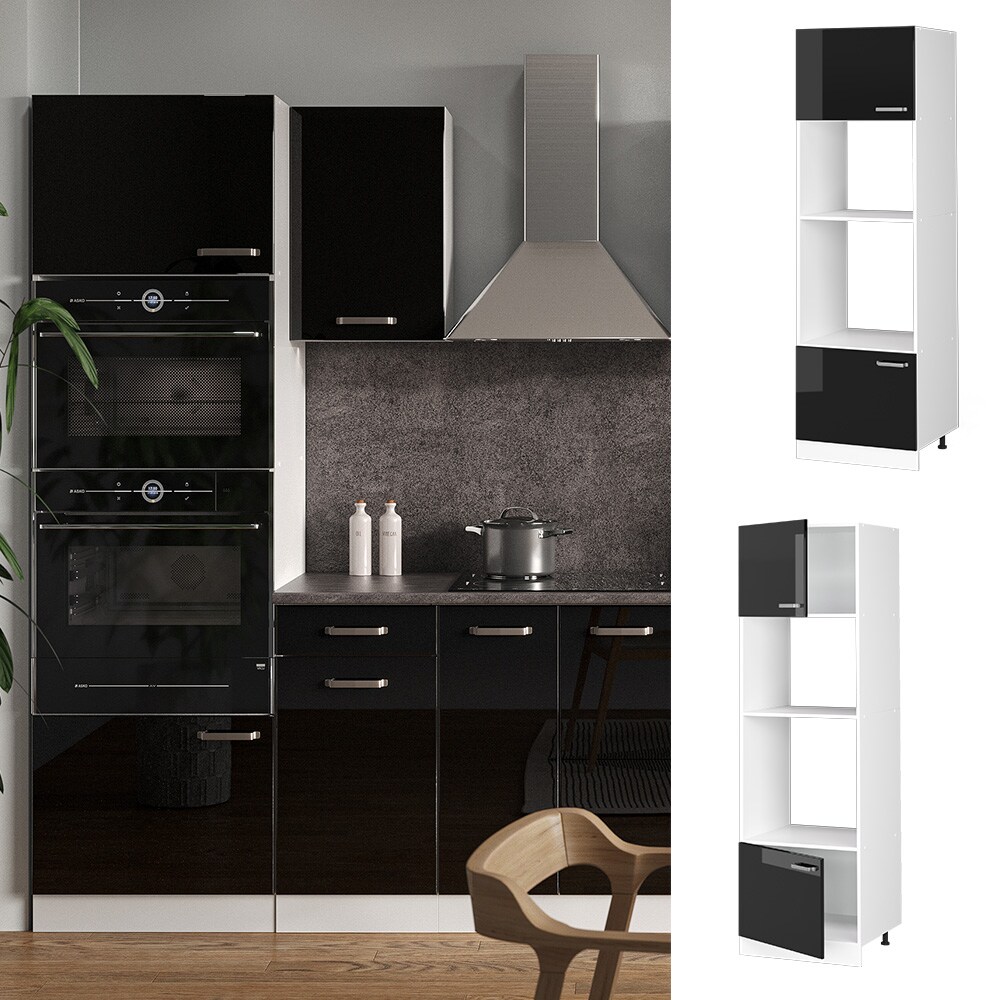Vicco Mikrowellenschrank Küchenschrank R-Line Solid Weiß Schwarz 60 cm modern | 04066731344758