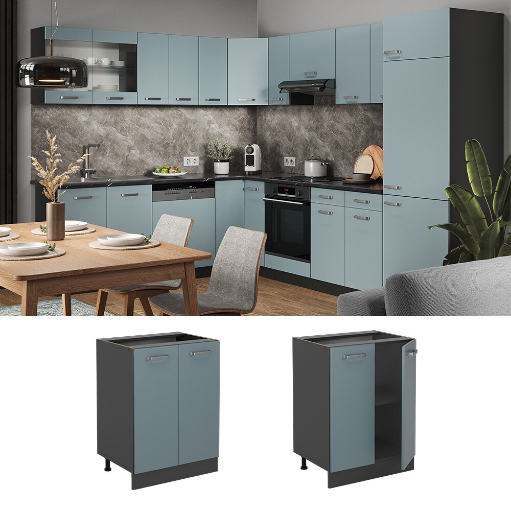 Vicco Unterschrank Küchenschrank R-Line Solid Anthrazit Blau Grau 60 cm modern