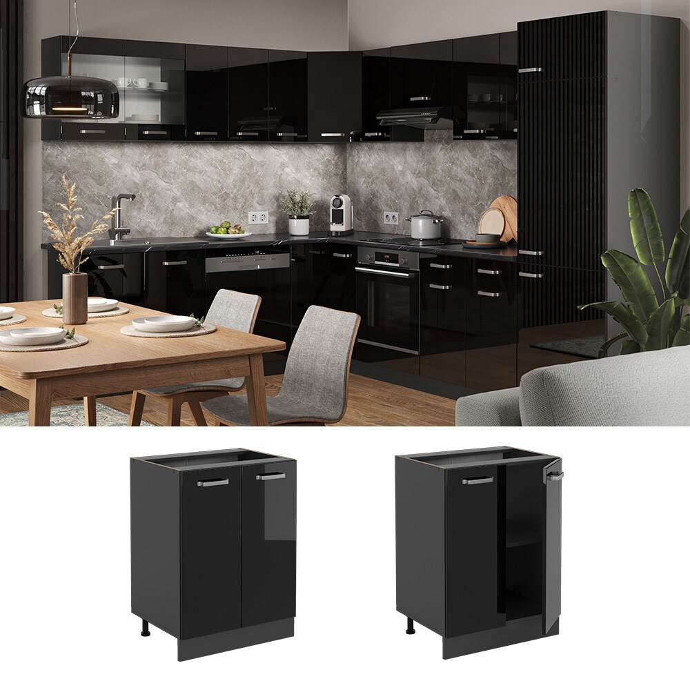 Vicco Unterschrank Küchenschrank R-Line Solid Anthrazit Schwarz 60 cm modern