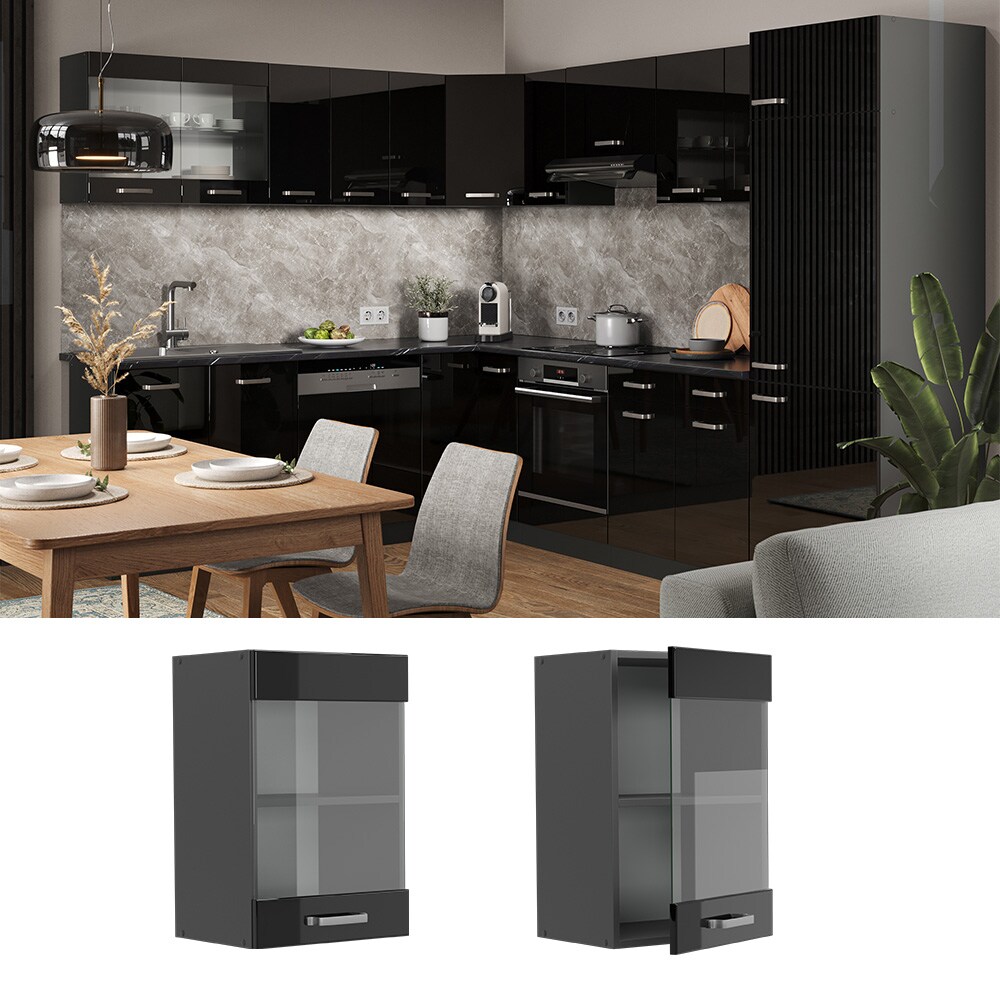 Vicco Glash&auml;ngeschrank K&uuml;chenschrank R-Line Solid Anthrazit Schwarz 40 cm modern - Bild 1
