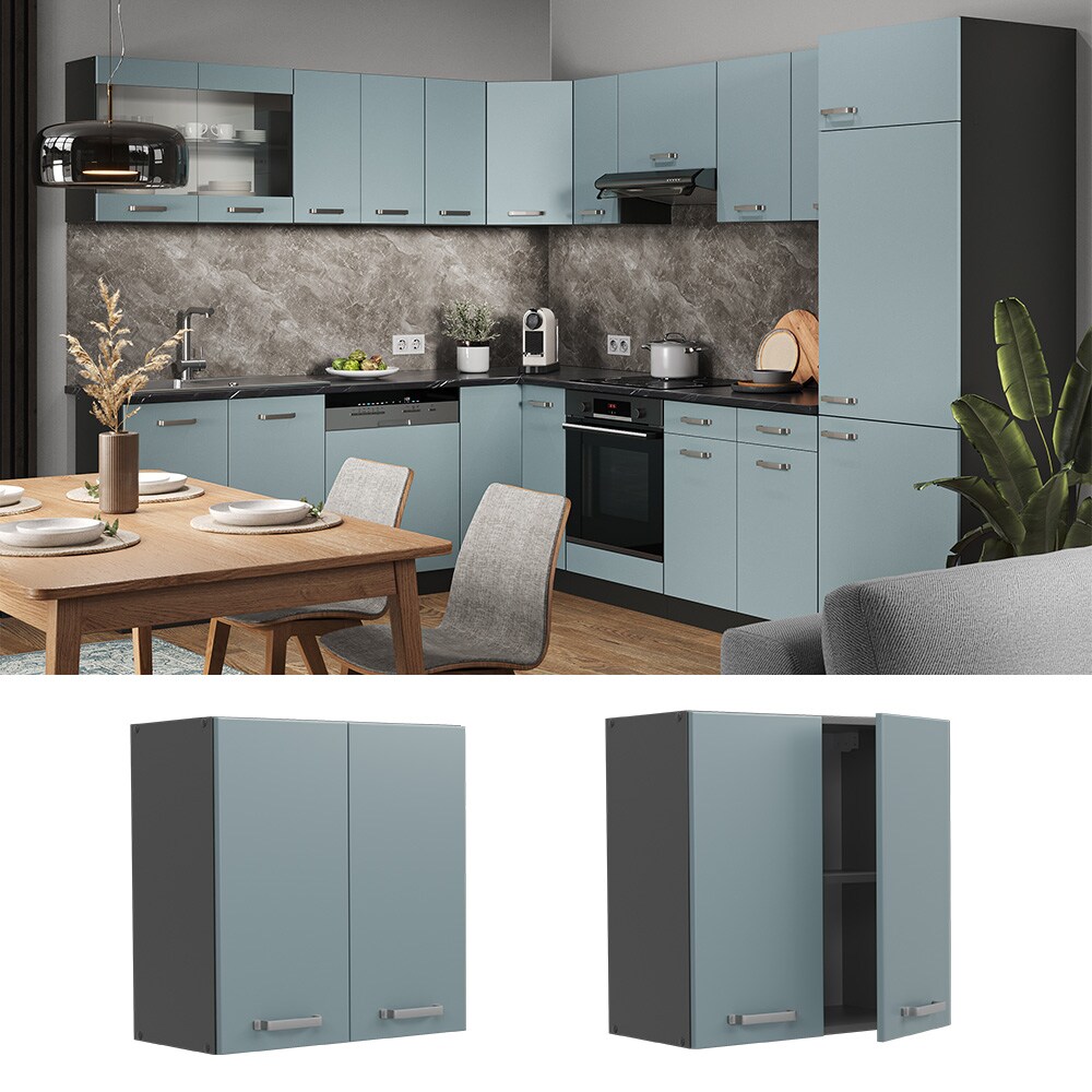 Vicco Hängeschrank Küchenschrank R-Line Solid Anthrazit Blau Grau 60 cm modern