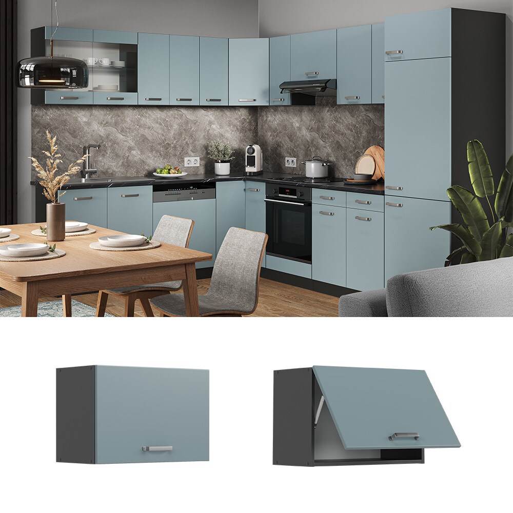 Vicco H&auml;ngeschrank flach K&uuml;chenschrank R-Line Solid Anthrazit Blau Grau 60 cm modern - Bild 1