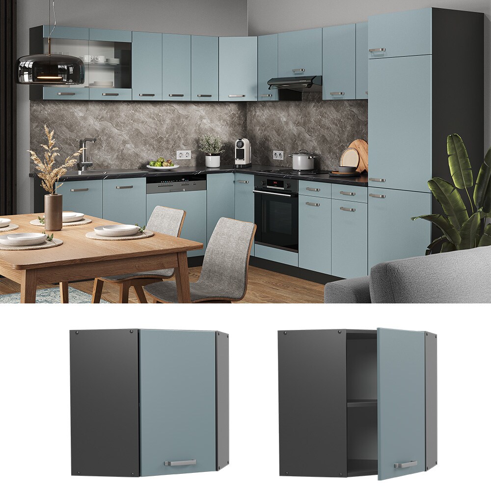 Vicco Eckhängeschrank Küchenschrank R-Line Solid Anthrazit Blau Grau 57 cm modern