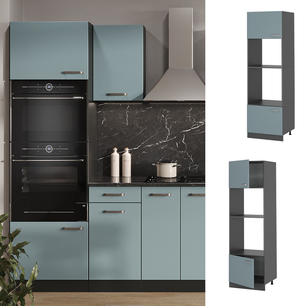 Vicco Mikrowellenschrank Küchenschrank R-Line Solid Anthrazit Blau Grau 60 cm modern