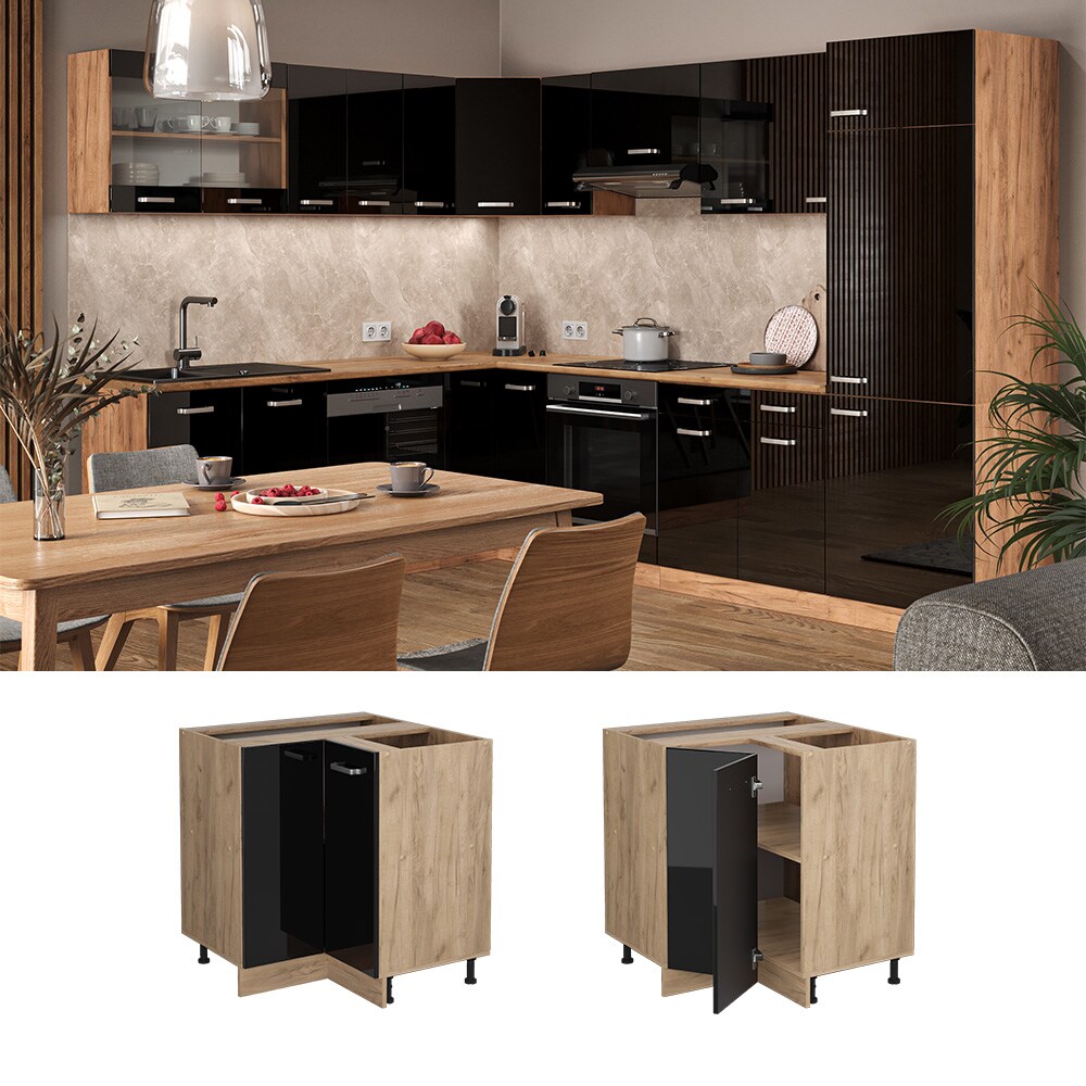 Vicco Eckunterschrank K&uuml;chenschrank R-Line Solid Eiche Blau Grau 87 cm modern - Bild 1