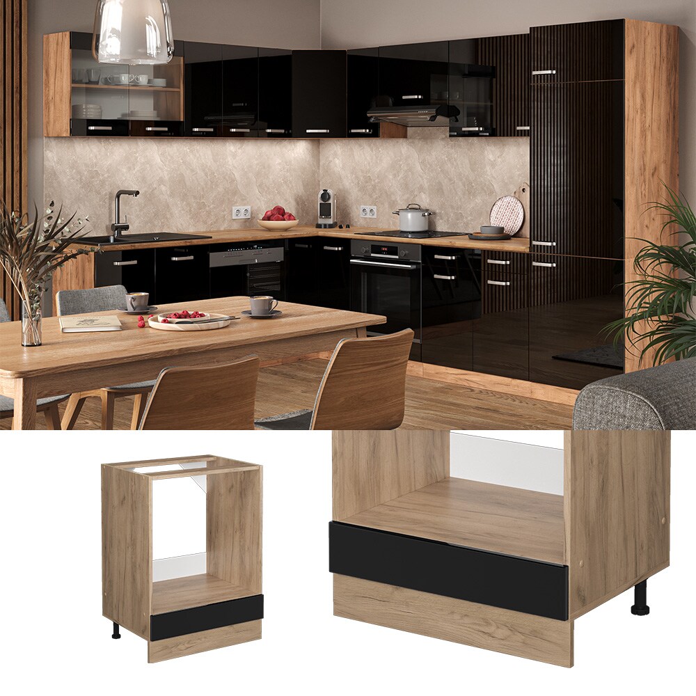 Vicco Herdschrank Küchenschrank R-Line Solid Eiche Blau Grau 60 cm modern