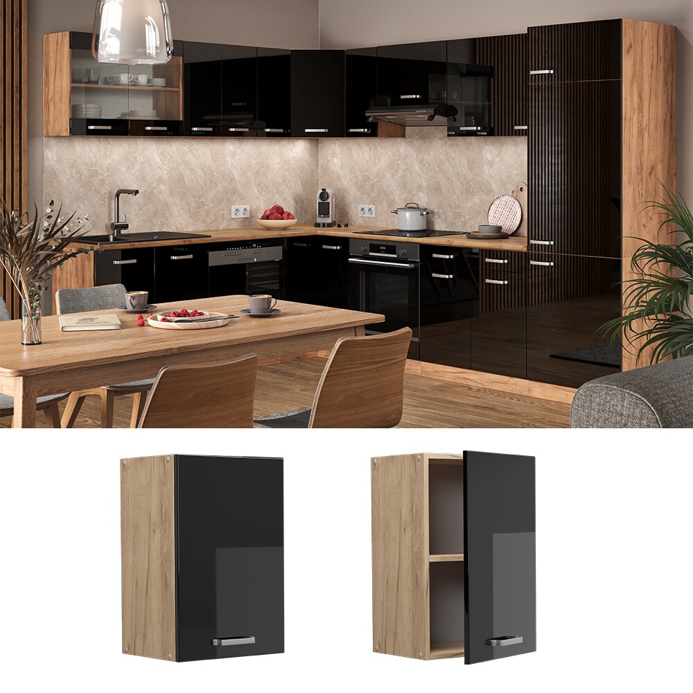 Vicco Hängeschrank Küchenschrank R-Line Solid Eiche Schwarz 40 cm modern